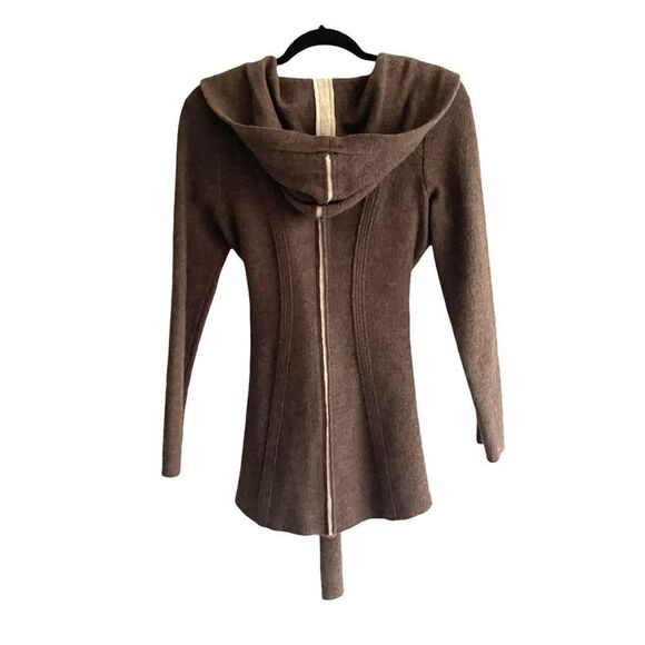 Anthropologie Rosie Neira Wool Tie Waist Belted Cardigan Hood Brown XS - Picture 3 of 5